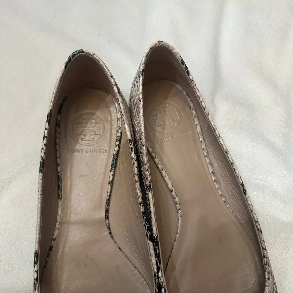 Tory Burch Reva Snake Skin Print Ballerina Flats Size 8M